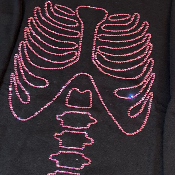 VS PINK Rhinestone Bling Halloween Skeleton Pullover Crewneck Sweatshirt - Med - Picture 3 of 7